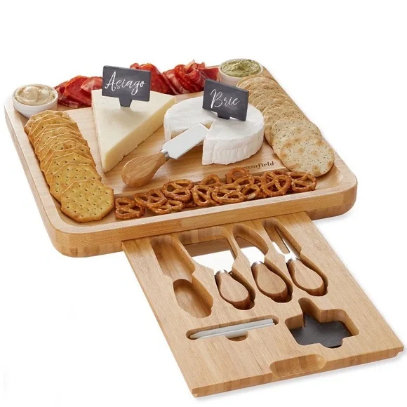 Bamboo Cheese Board and Knife Set - Natural - Picture 2 of 6